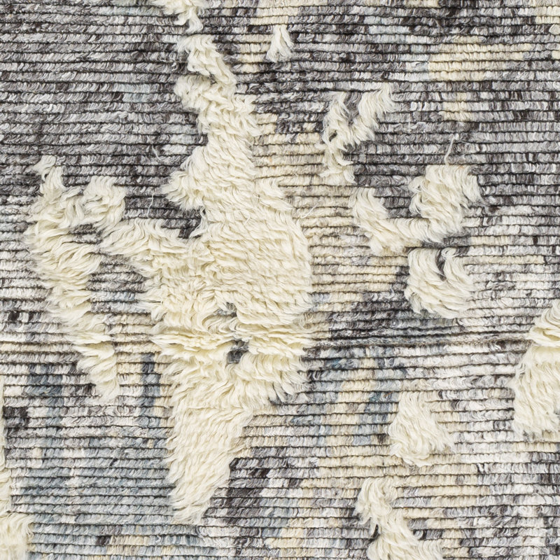 Arcus Abstract Hand Knotted Cream Area Rug, Rectangle 2' x 3'