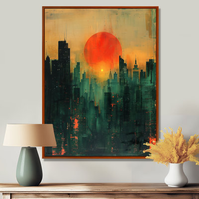 Rétro coucher de soleil sur Manhattan City III - gratte-ciel, salon d'art mural