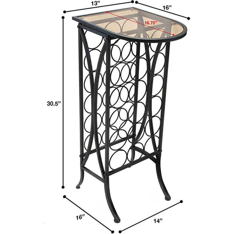  18 Bottle Floor Wine Bottle with Glass Table Rack