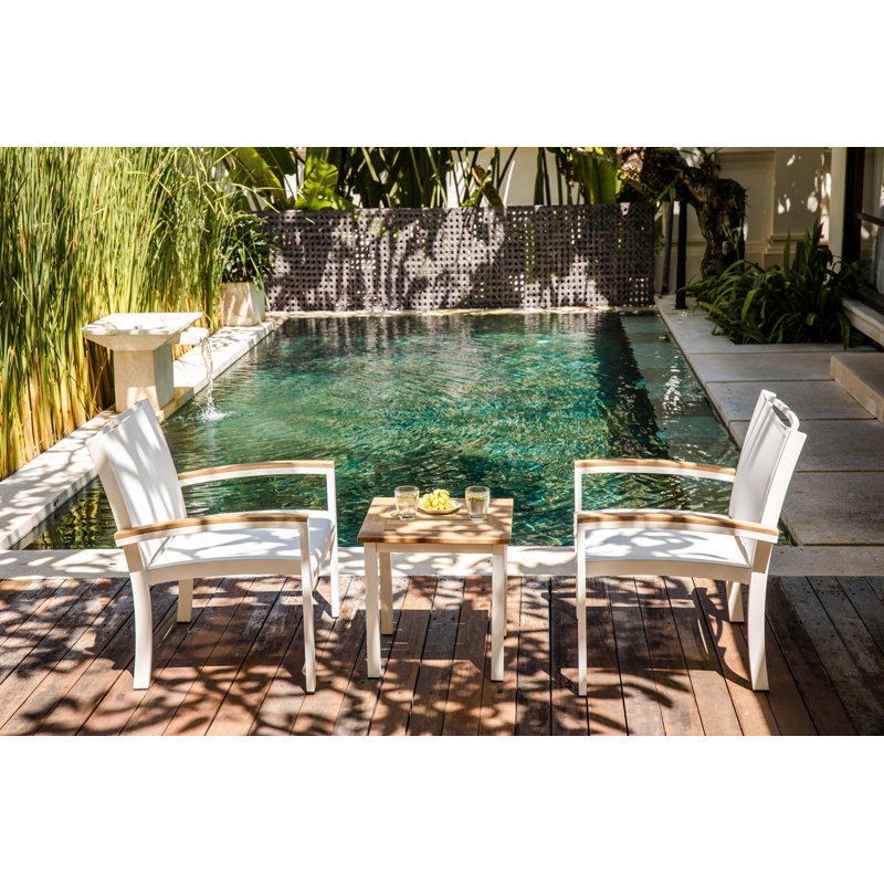Soho 20" Teak Aluminum Outdoor Tall Square Side Table, White