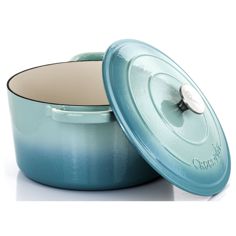 Aqua Blue 7 Qt Enameled Cast Iron Dutch Oven with Lid