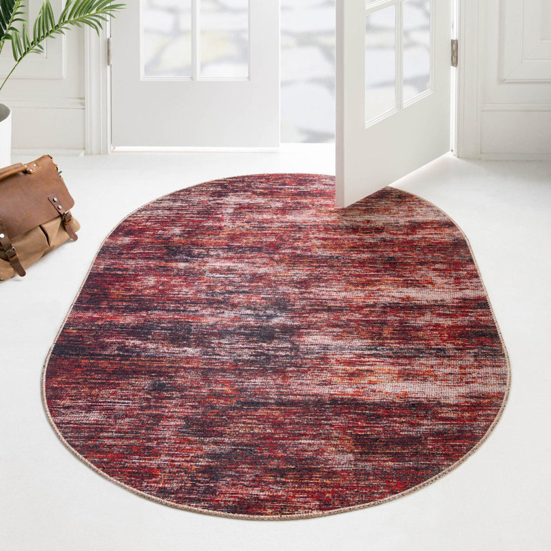 Tapis rouge / gris Montalto, Ovale 3 pi 6 po x 5 pi 6 po