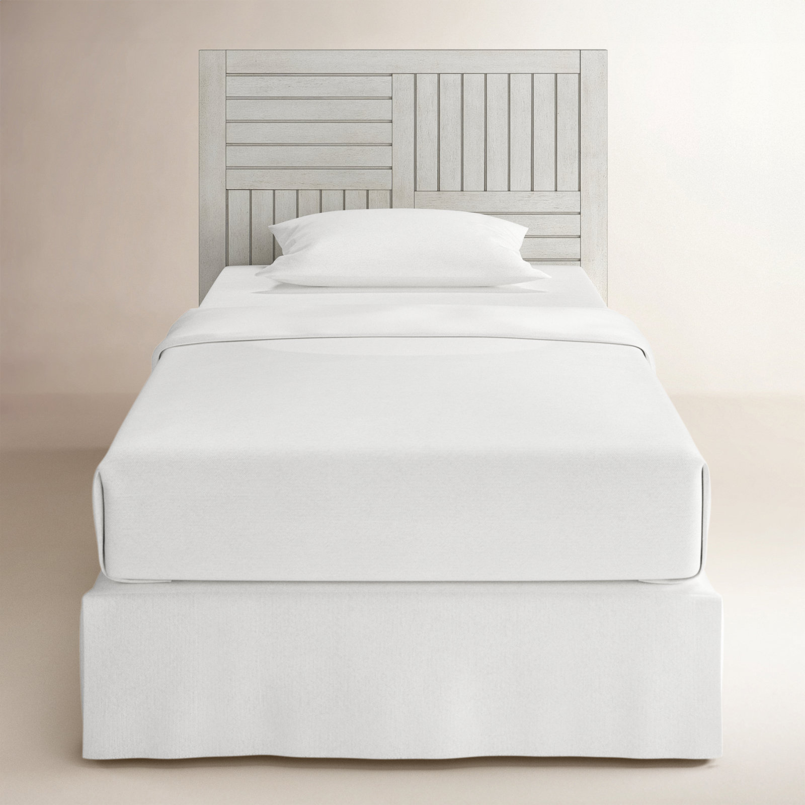 Cotswald Twin Solid Wood Panel Headboard, Stone Path White , Twin