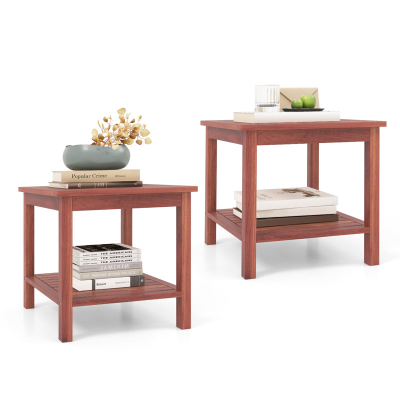 Iftu Square Acacia Outdoor Side Table , 18'' in. W 18'' in. D, 2
