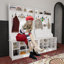 Arbre d'entrée de 78,8 po de largeur avec crochets, banc et rangement pour chaussures Bettymae-223713483