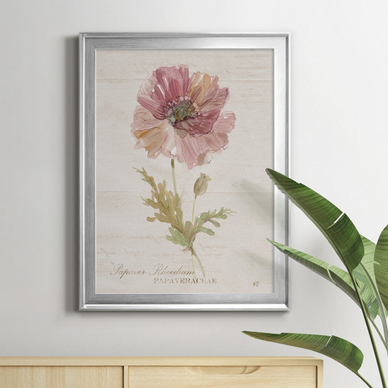 Soft Poppy - peinture sur toile encadrée, Argent, H 18,5 po x l 24,5 po x P 1,5 po