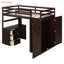 Lit mezzanine simple peu encombrant avec rangement multifonctionnel, finition espresso en bois massif pour les maisons modernes