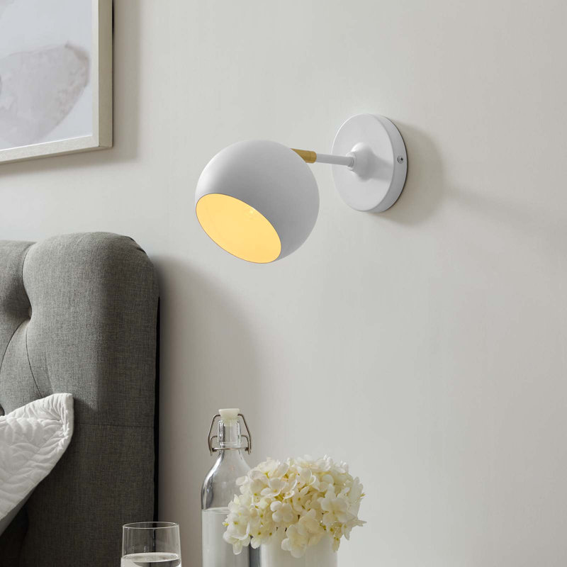 Modway Chalice 4" Swing-Arm Metal Wall Sconce, White/Brass