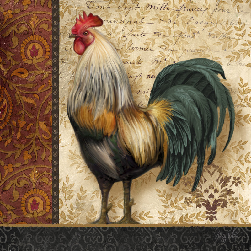 French Rooster I by Abby White - Wrapped Canvas Painting, 30cm H x 30cm W