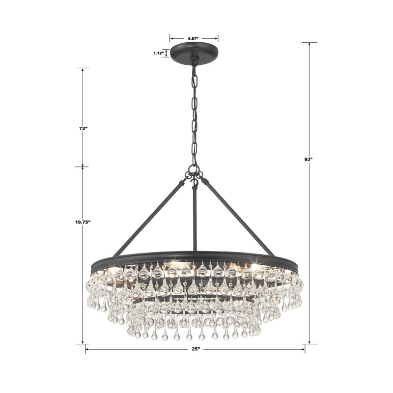 Eulah 6 - Light Dimmable Tiered Chandelier, Matte Black,  19.75" H x 25" W x 25" D