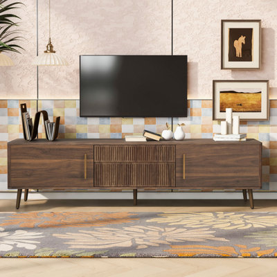 Meuble télé avec 2 tiroirs, console multimédia pour téléviseur de 80 po ou moins, centre de divertissement avec rangement pour le salon et la chambre à coucher