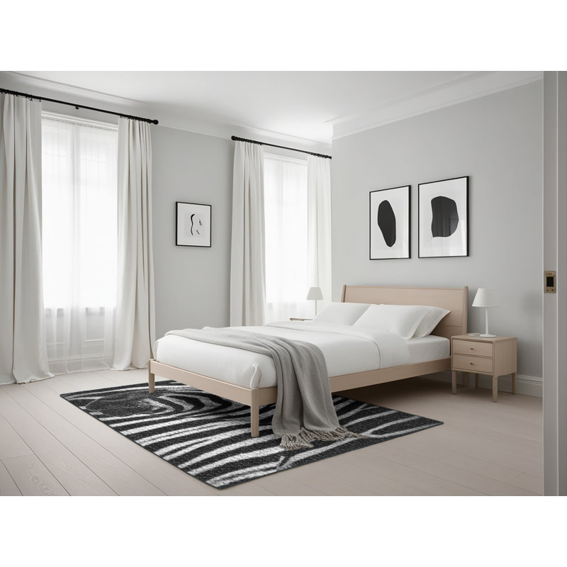 Tapis zèbre noir Close up, Rectangle 5 pi x 7 pi