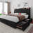  Queen Bed Frame With 4 Storage Drawers, Upholstered Platform Bed Frame With Type-c & Usb Ports, Wingback Storage Headboard,black