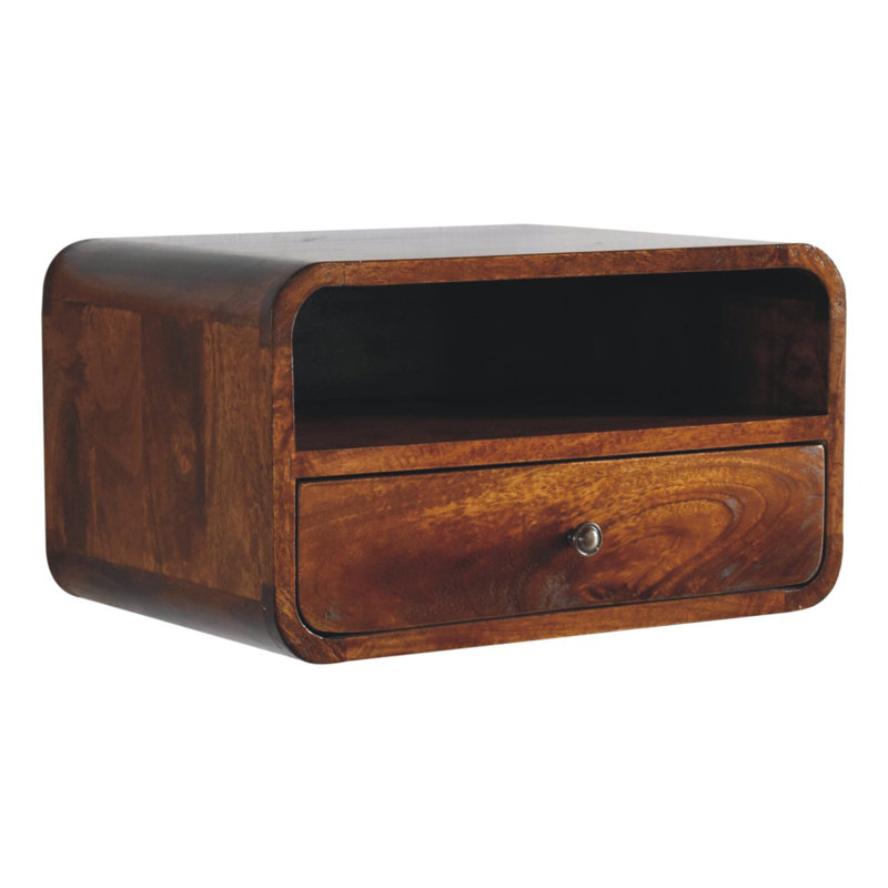 Knightdale 45cm W Solid Wood Bedside Table, Chesnut