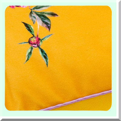 Tiger Bloom Embroidered Velvet Pillowcase - Accent Cushion for Bed Couch & Office Decor - Yellow Flower Throw Pillow Cover