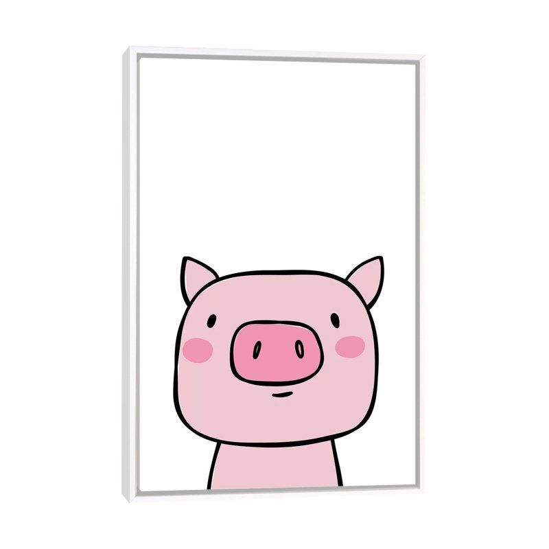 Cochon - impression d'art graphique, H 60 po x l 40po x P 1,5 po, Pas de tapis, Toile blanche encadrée