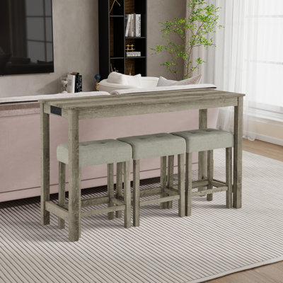 Ensemble de table de salle à manger à 4 pieds pour 3 personnes avec tabourets capitonnés