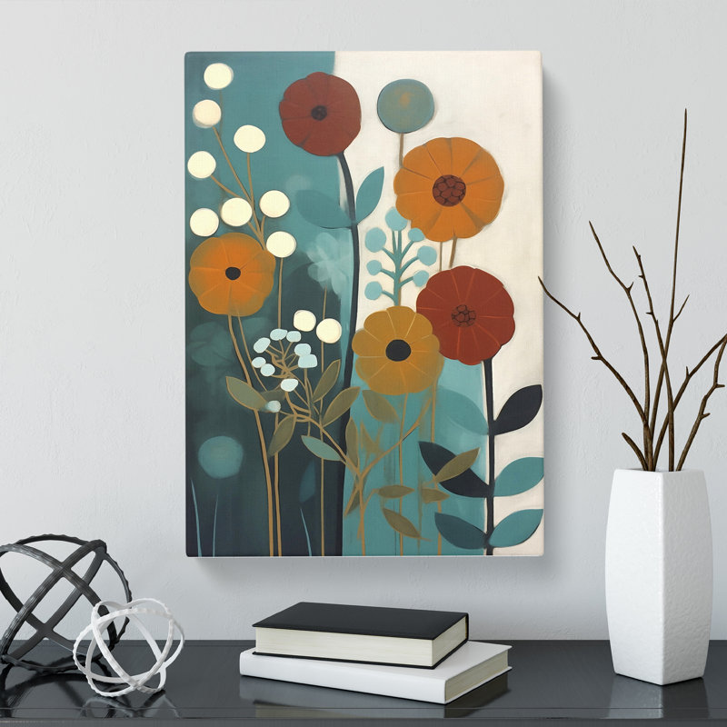 Modern Flowers Mid Century Vol.6 - Wrapped Canvas, 76cm H x 50cm W x 3cm D