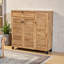 Armoire de rangement pour chaussures à 3 portes en bois fini chêne brun, H 45,03 po x l 45,11 po x P 14,42 po