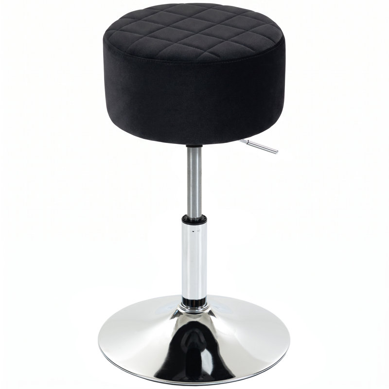 Swivel Upholstered Bar Stool, Black/Chrome