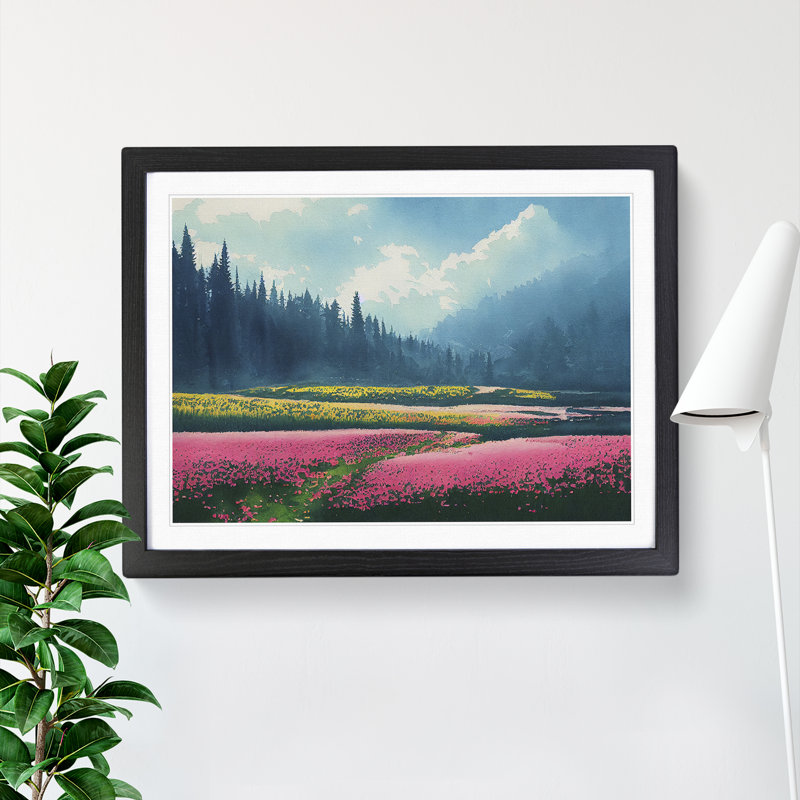 XH1022-8188X Spring Forest Meadow Vol.1 - Single Picture Frame Print, 46cm H x 64cm W x 2cm D, Black Framed
