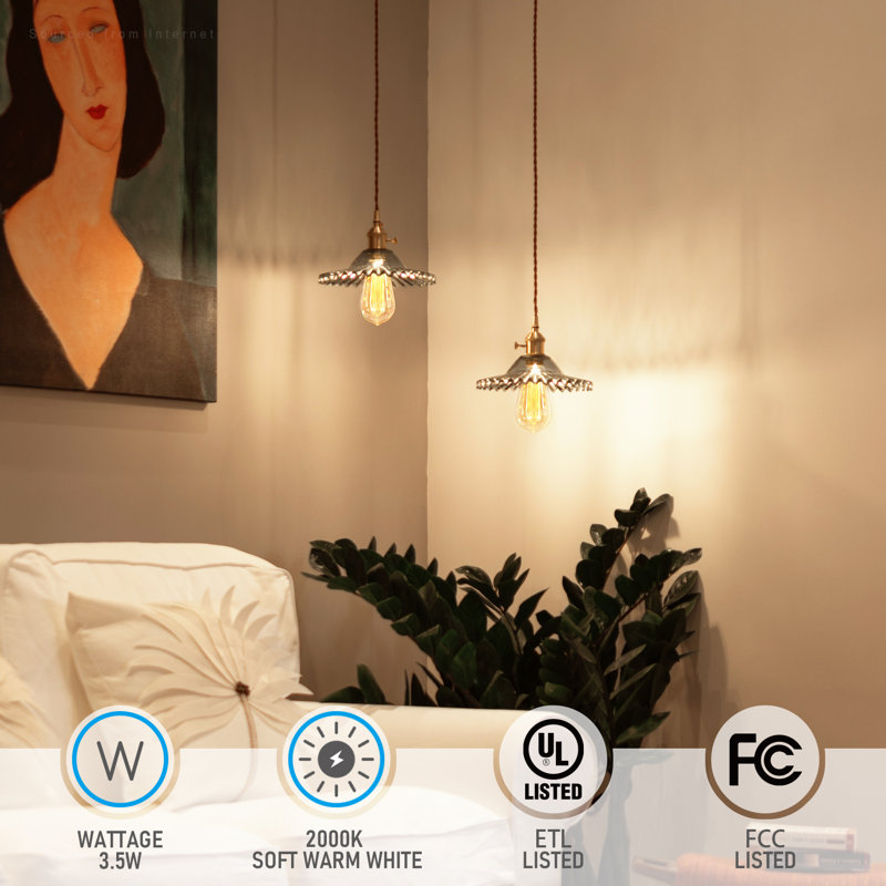 Goldleaf ST64 LED Edison Bulb, Dimmable Vintage Light Bulb, Amber Glass, E26 Base