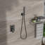 Système de pomme de douche double carré 10 "avec valve brute - noir mat