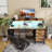 Brown Office Desk With File Cabinet - Computer Desk With Keyboard Tray Drawers Storage Monitor Stand