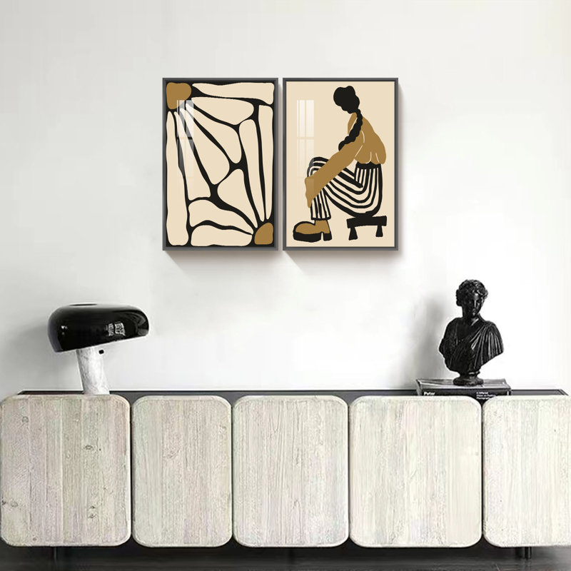 Boho Artwork, 2 pièces, H 16 po x l 24 po x P 1 po, Noir