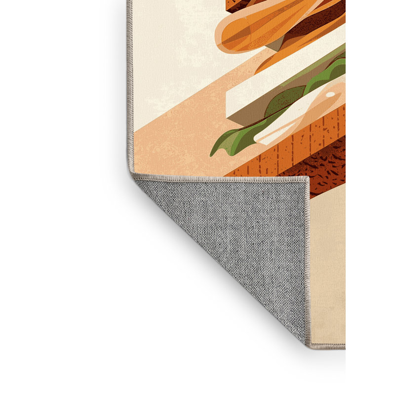 Machine Washable Elkton Sandwich Modern & Contemporary Rug in Beige – Beige Binding, 7x10