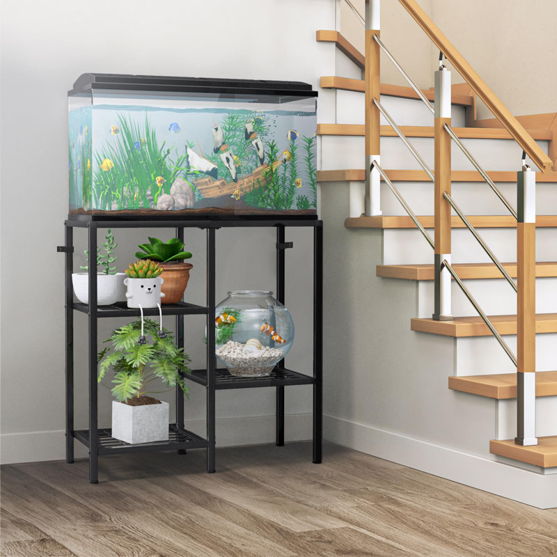Support d'aquarium 20 gallons, support d'aquarium en métal, support d'aquarium pour accessoires d'aquarium, support de terrarium à 3 niveaux pour reptile pour bureau de salon