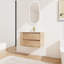 Meuble-lavabo moderne en céramique avec 2 tiroirs, élégant, imitation chêne-1079210026-1079210022