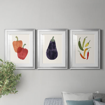 Organic Veg VII - ensemble de 3 peintures encadrées