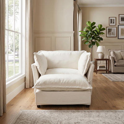 45.2"Chenille Modern Armchair Sofa Straight Beige