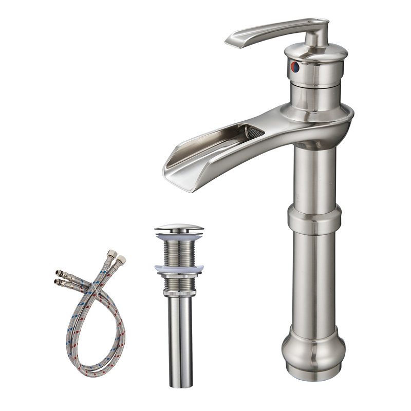 Single-handle Bathroom Faucet with Drain Assembly, Brushed Nickel