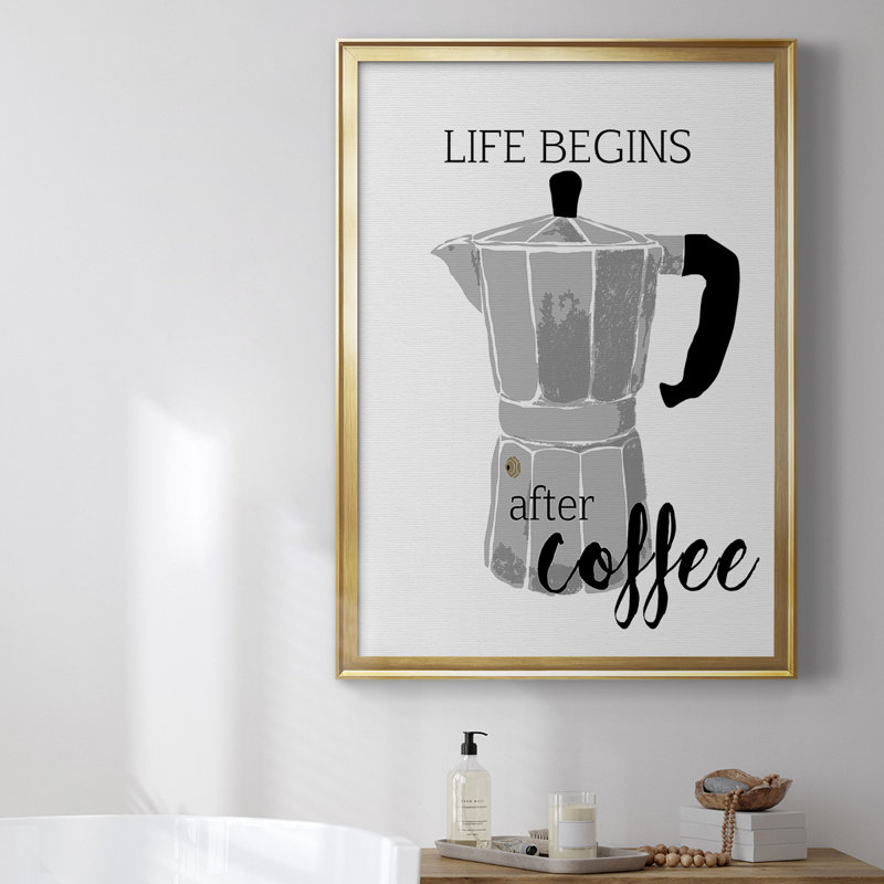 " Begins After Coffee " Painting Print, 24.5" H x 18.5" W x 1" D, Gold Framed