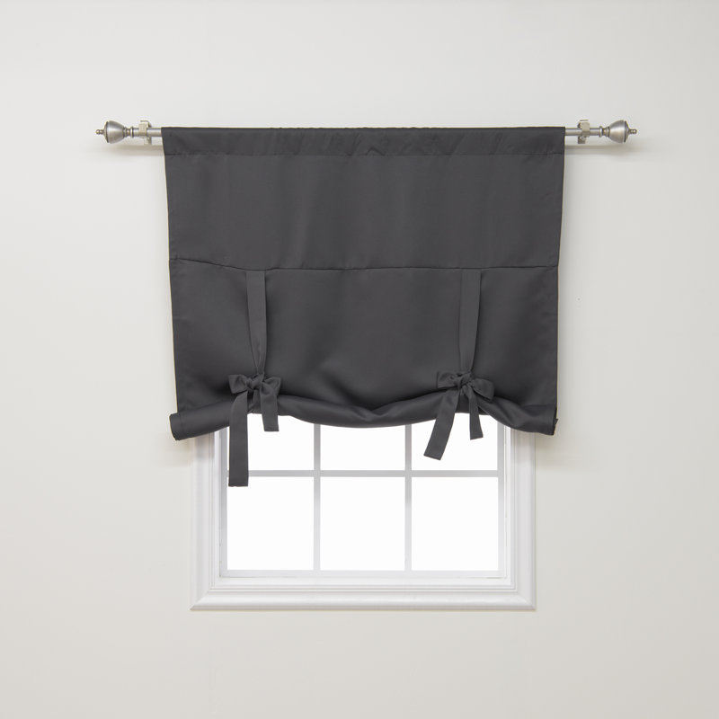 Room Darkening Tie-Up Window Shade, Dark Grey