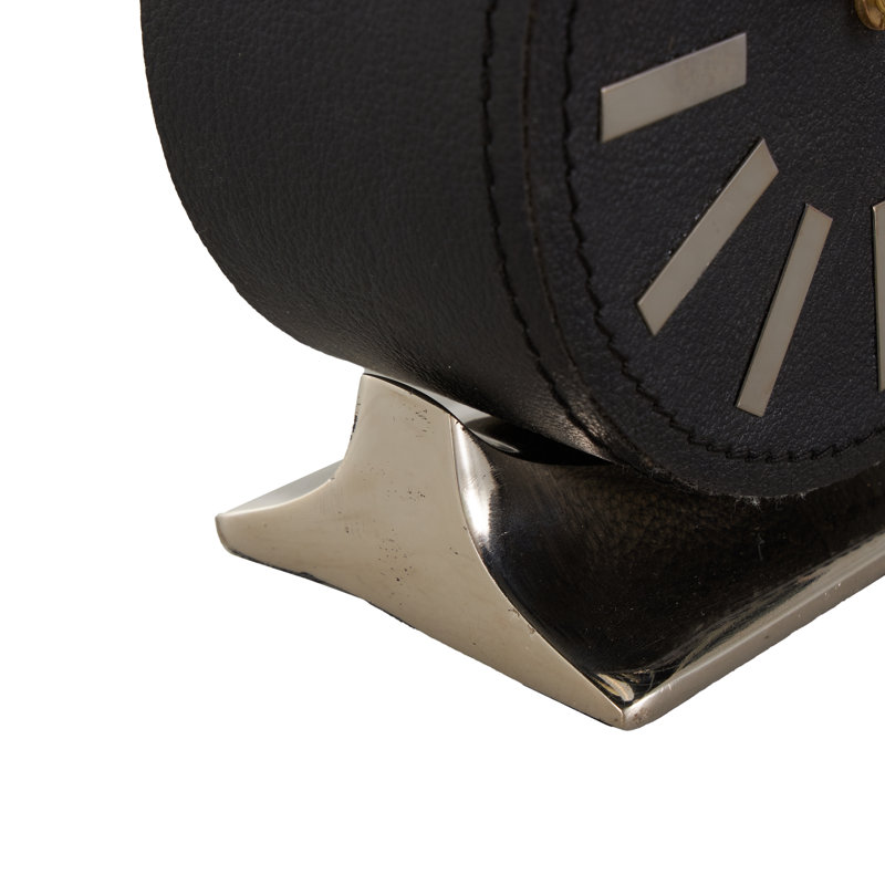 Horloge ronde et décorative avec base rectangulaire, H 6 po x l 5,3 po x P 3,4 po, Black/Silver
