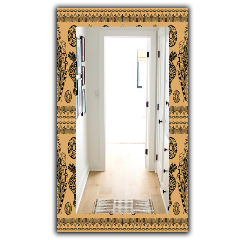 Bohémien décoratif ethnique et miroir mural traditionnel, H 39,4 po x l 29,5 po