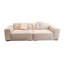 Canapé modulaire en cuir véritable couleur crème avec coussins.-1157689891
