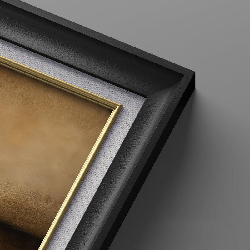 «Warm Neutral Abstract Horizon Rustic Contemporary», ensemble de 2 reproductions d'art encadrées sur papier de qualité supérieure 26 po x 36 po