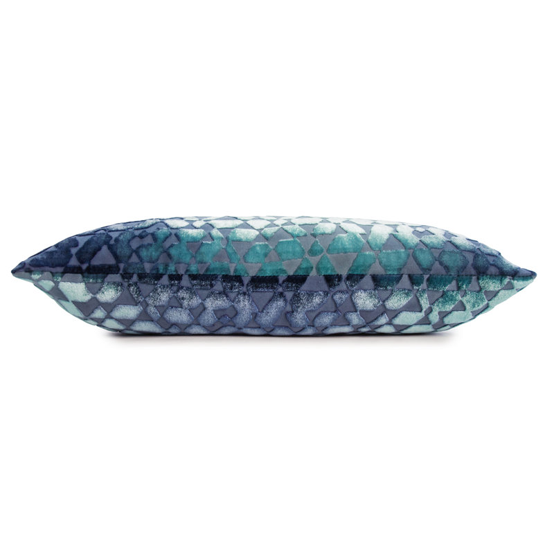 Triangles Rectangle Velvet Pillow Cover & Insert, 7" x 15", Shark