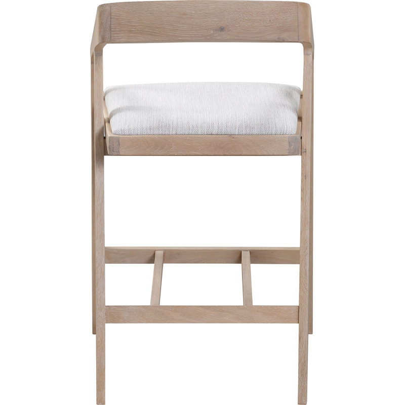 Padma 26" Bar Stool, Light Gray Faux Leather/Natural Frame, Counter Stool (25.9” Seat Height)