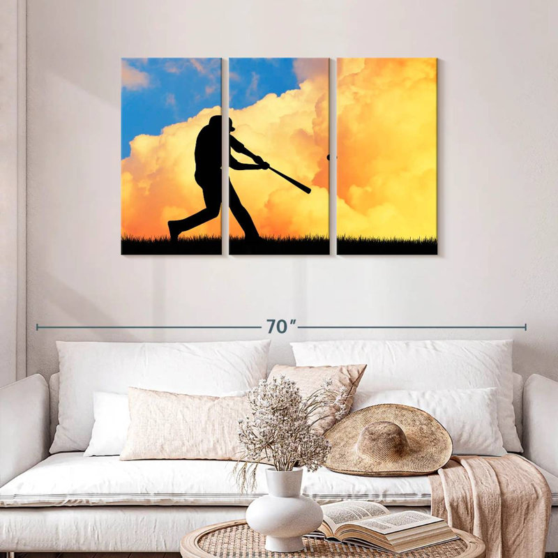 Baseball Sireci au coucher du soleil, H 28 po x l 45 po