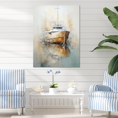Minimalisme, bateau de pêche, horizon I, sur toile