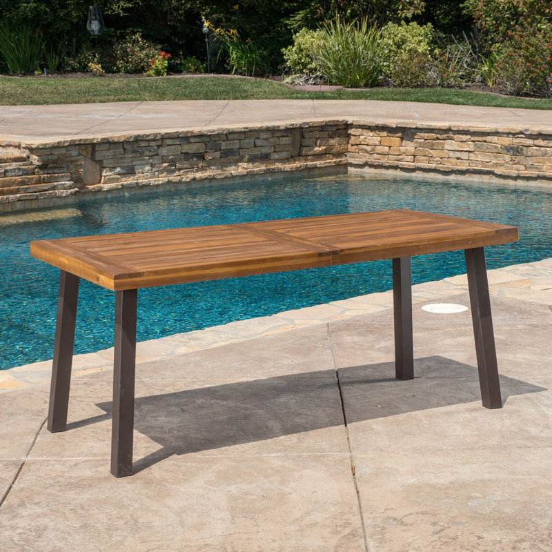 Table de salle à manger d'extérieur en bois d'acacia