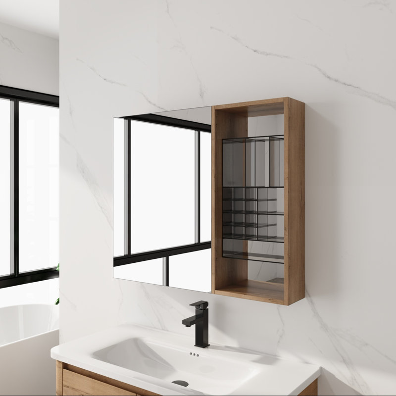 Armoires à pharmacie peu encombrantes, avec miroir de rangement en bois 31,56 po pour maison moderne
