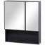 Armoire de salle de bain murale à miroir avec portes doubles, tablettes de rangement et cadre noir moderne pour une utilisation efficace de l'espace