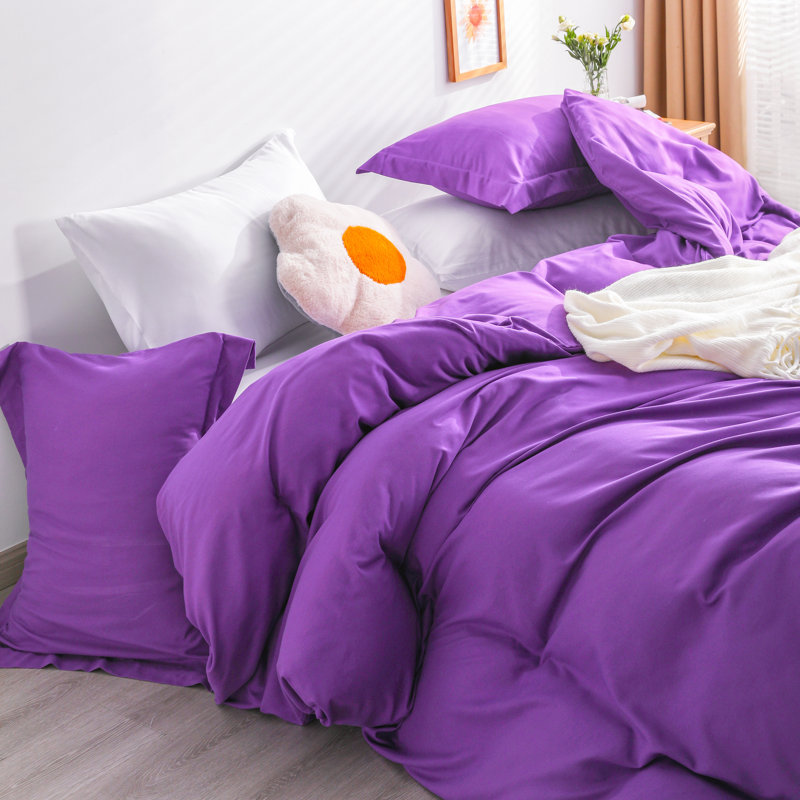  Duvet Cover Set, Purple, Queen Duvet Cover + 2 Standard Shams