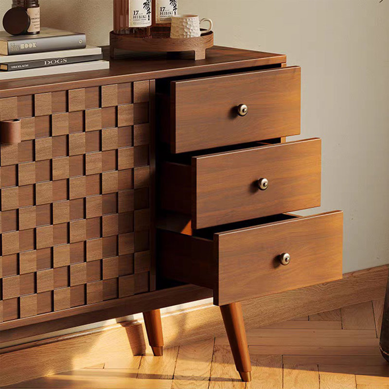 Buffet de rangement rétro en bois massif, H 33,85 po x l 55,11 po x P 17,71 po